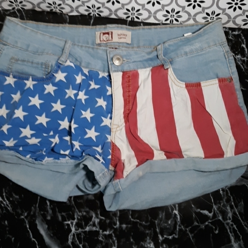LEI patriotic USA shorts vtg BOHO Hippie 80s 90s Y2K retro